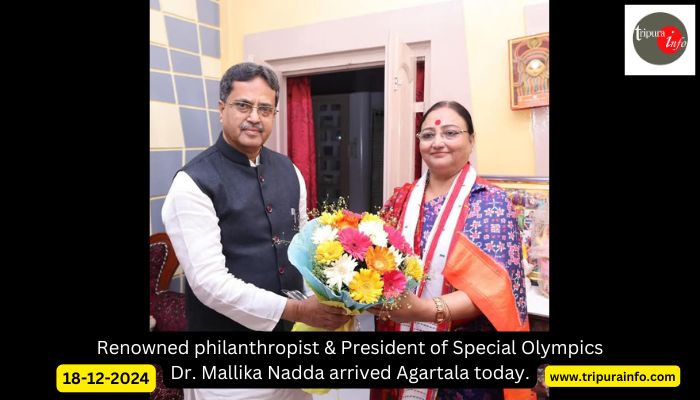 Renowned philanthropist & President of Special Olympics Dr. Mallika Nadda arrived Agartala today.