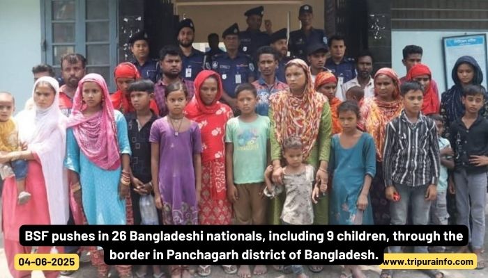 BSF pushes in 26 Bangladeshi nationals, including 9 children, through the border in Panchagarh district of Bangladesh.