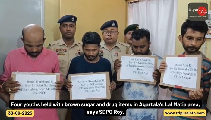Four youths held with brown sugar and drug items in Agartala