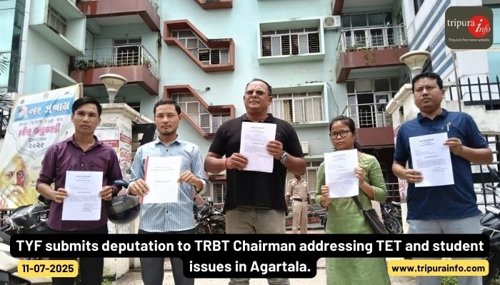 TYF submits deputation to TRBT Chairman addressing TET and student issues in Agartala.