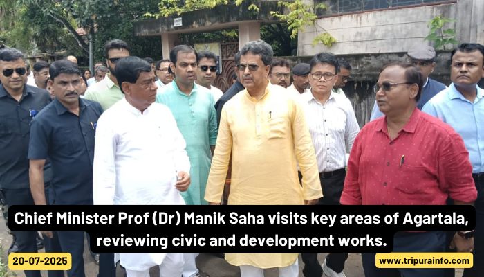 Chief Minister Prof (Dr) Manik Saha visits key areas of Agartala, reviewing civic and development works.
