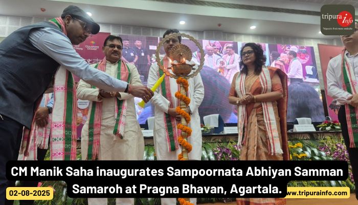 CM Manik Saha inaugurates Sampoornata Abhiyan Samman Samaroh at Pragna Bhavan, Agartala.