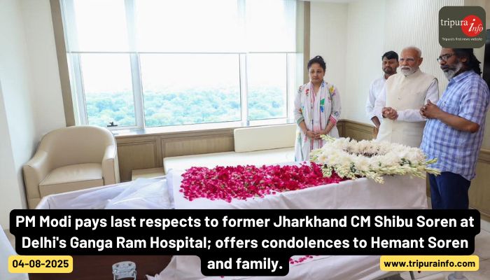 PM Modi pays last respects to former Jharkhand CM Shibu Soren at Delhi