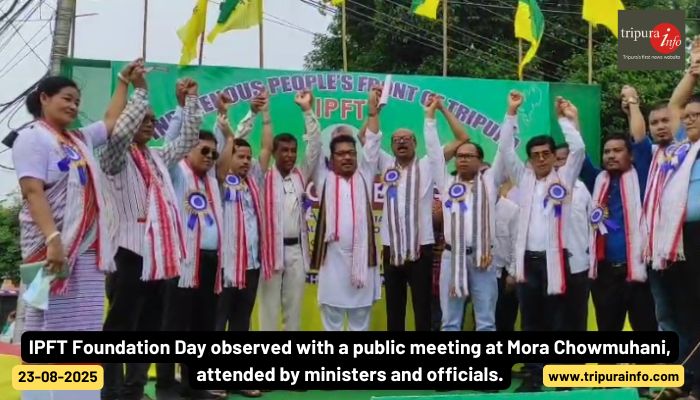 IPFT Foundation Day observed with a public meeting at Mora Chowmuhani, attended by ministers and officials.