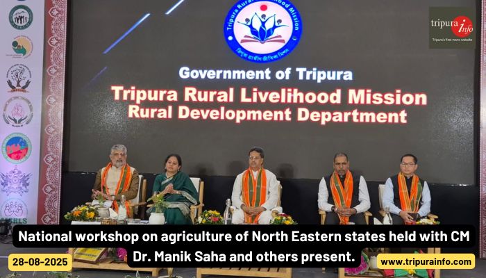 National workshop on agriculture of North Eastern states held with CM Dr. Manik Saha and others present.