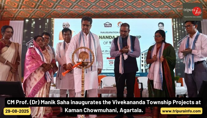 CM Prof. (Dr) Manik Saha inaugurates the Vivekananda Township Projects at Kaman Chowmuhani, Agartala.