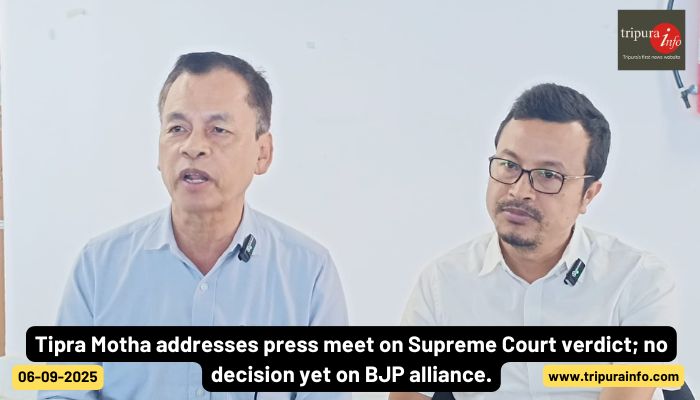 Tipra Motha addresses press meet on Supreme Court verdict; no decision yet on BJP alliance.