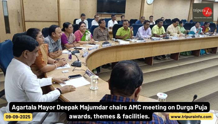 Agartala Mayor Deepak Majumdar chairs AMC meeting on Durga Puja awards, themes & facilities.