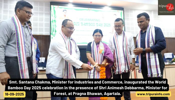Smt. Santana Chakma, Minister for Industries and Commerce, inaugurated the World Bamboo Day 2025 celebration in the presence of Shri Animesh Debbarma, Minister for Forest, at Pragna Bhawan, Agartala.