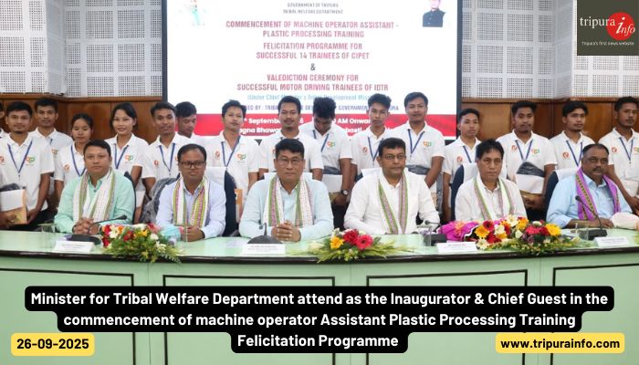 Minister for Tribal Welfare Department attend as the Inaugurator & Chief Guest in the commencement of machine operator Assistant Plastic Processing Training Felicitation Programme