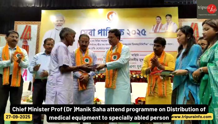 Chief Minister Prof (Dr)Manik Saha attend programme on Distribution of medical equipment to specially abled person