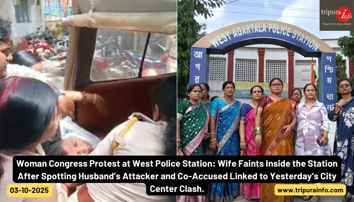 Woman Congress Protest at West Police Station: Wife Faints Inside the Station After Spotting Husband’s Attacker and Co-Accused Linked to Yesterday’s City Center Clash.
