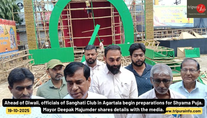 Ahead of Diwali, officials of Sanghati Club in Agartala begin preparations for Shyama Puja. Mayor Deepak Majumder shares details with the media.