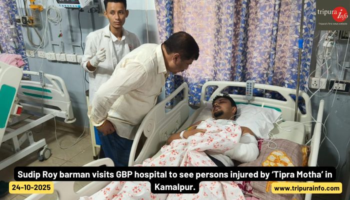 Sudip Roy barman visits GBP hospital to see persons injured by ‘Tipra Motha’ in Kamalpur