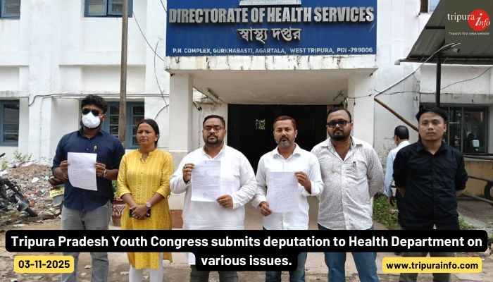 Tripura Pradesh Youth Congress submits deputation to Health Department on various issues.