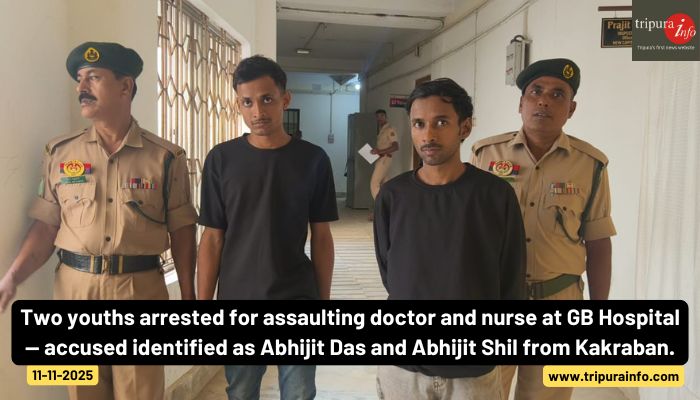 Two youths arrested for assaulting doctor and nurse at GB Hospital — accused identified as Abhijit Das and Abhijit Shil from Kankraban.