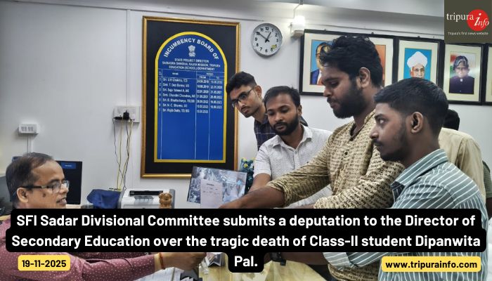 SFI Sadar Divisional Committee submits a deputation to the Director of Secondary Education over the tragic death of Class-II student Dipanwita Pal.
