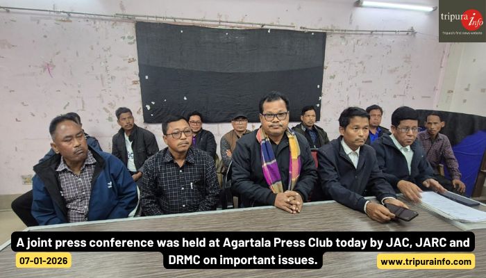 A joint press conference was held at Agartala Press Club today by JAC, JARC and DRMC on important issues.