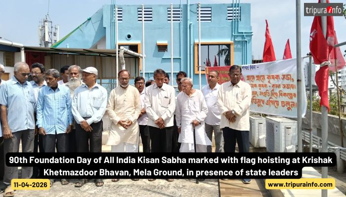 90th Foundation Day of All India Kisan Sabha marked with flag hoisting at Krishak Khetmazdoor Bhavan, Mela Ground, in presence of state leaders.