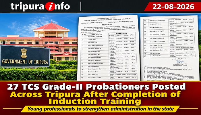 27 TCS Grade-II Probationers Posted Across Tripura After Completion of Induction Training
