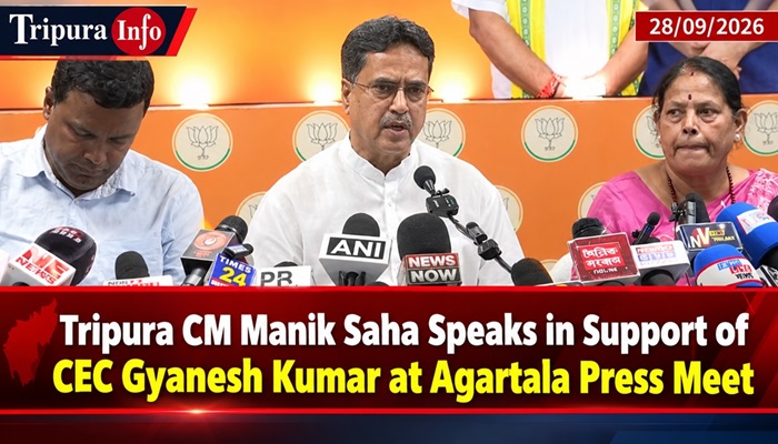 Tripura CM Manik Saha Speaks in Support of CEC Gyanesh Kumar at Agartala Press Meet