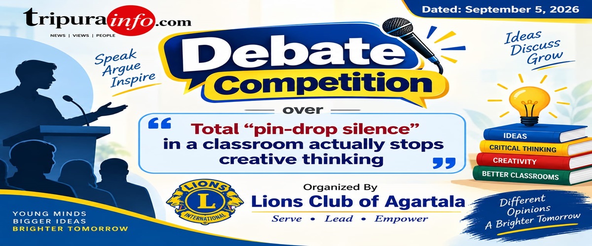 Debate competition : Total "Pin Drop Silence in a classroom actually stops creative thinking" organized by Lions Club Of Agartala