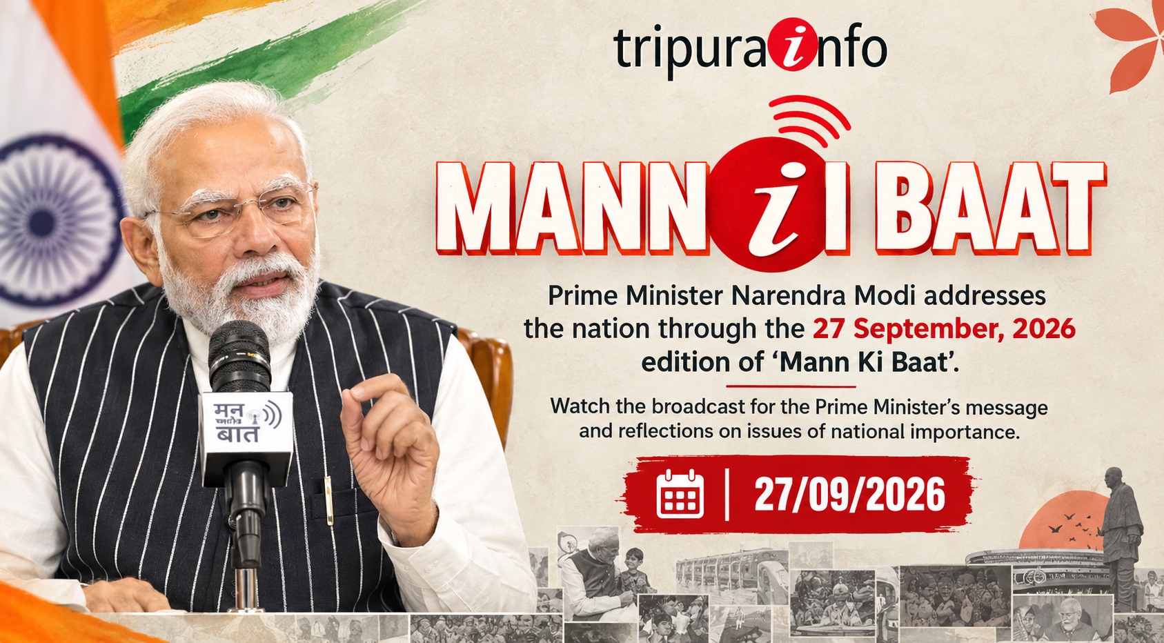 Prime Minister Narendra Modi addresses the nation through the 27  September, 2026