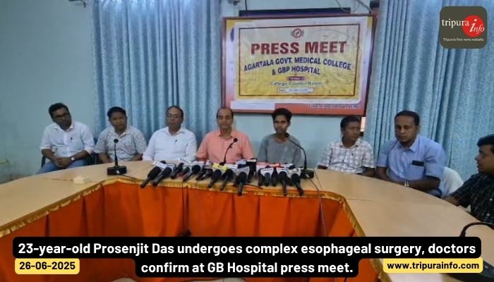 23-year-old Prosenjit Das undergoes complex esophageal surgery, doctors confirm at GB Hospital press meet.