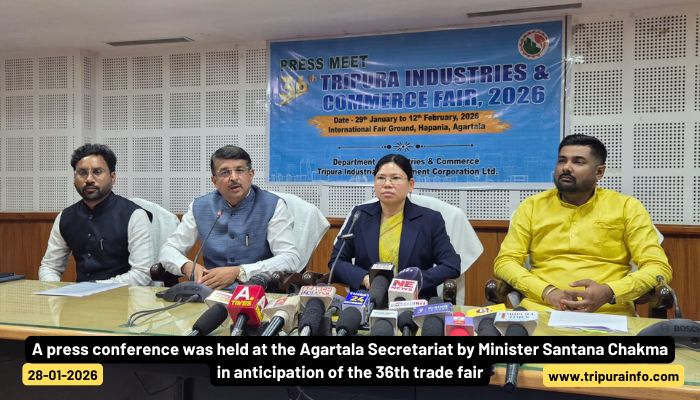 A press conference was held at the Agartala Secretariat by Minister Santana Chakma in anticipation of the 36th trade fair