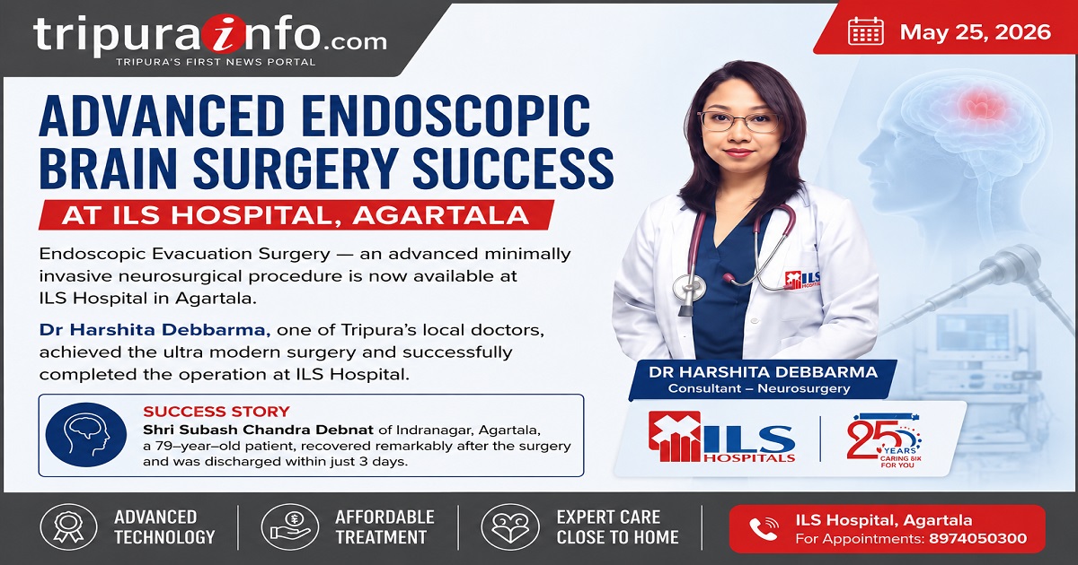 Advanced Endoscopic Brain Surgery Successfully Performed at ILS Hospital Agartala, 79-Year-Old Patient Recovers in 3 Days