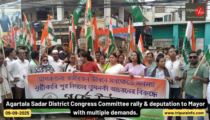 Agartala Sadar District Congress Committee rally & deputation to Mayor with multiple demands.
