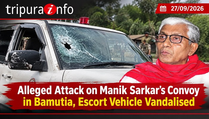 Alleged Attack on Manik Sarkar’s Convoy in Bamutia, Escort Vehicle Vandalised