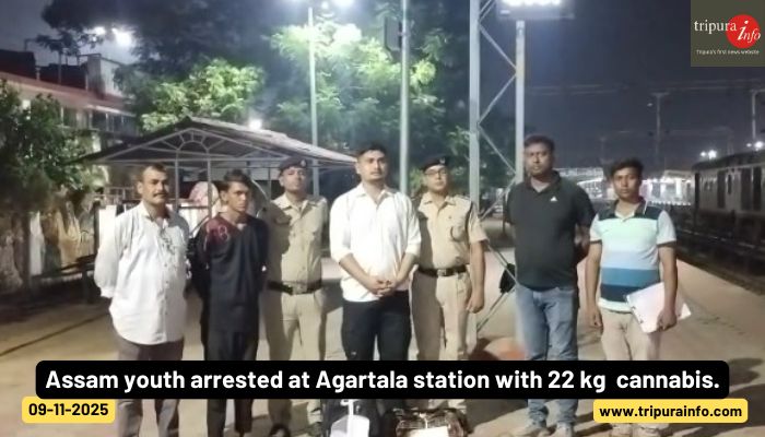Assam youth arrested at Agartala station with 22 kg  cannabis.
