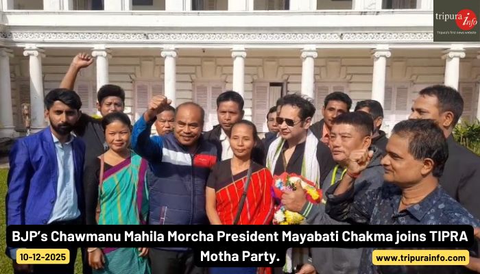 BJP’s Chawmanu Mahila Morcha President Mayabati Chakma joins TIPRA Motha Party.