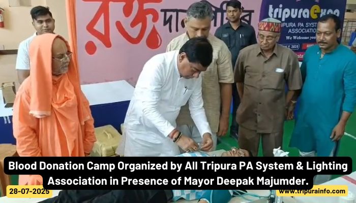 Blood Donation Camp Organized by All Tripura PA System & Lighting Association in Presence of Mayor Deepak Majumder.