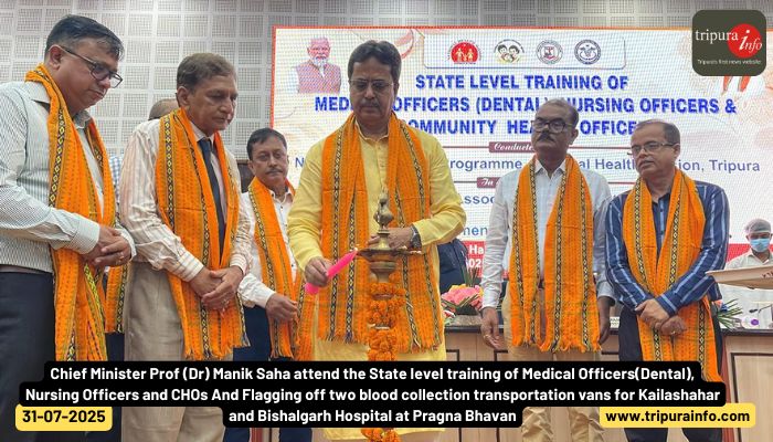 Chief Minister Prof (Dr) Manik Saha attend the State level training of MO(Dental), Nursing Officers and CHOs And Flagging off 2(two) blood collection transportation vans