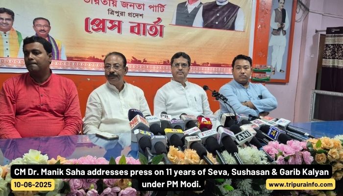 CM Dr. Manik Saha addresses press on 11 years of Seva, Sushasan & Garib Kalyan under PM Modi.