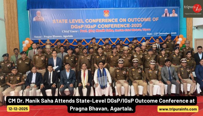 CM Dr. Manik Saha Attends State-Level DGsP/IGsP Outcome Conference at Pragna Bhavan, Agartala.