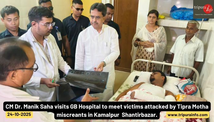 CM Dr. Manik Saha visits GB Hospital to meet victims attacked by Tipra Motha miscreants in Kamalpur  Shantirbazar.