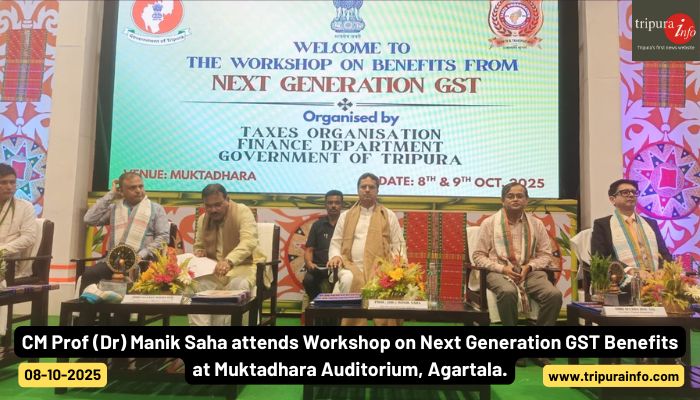 CM Prof (Dr) Manik Saha attends Workshop on Next Generation GST Benefits at Muktadhara Auditorium, Agartala.
