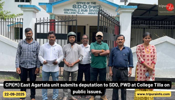 CPI(M) East Agartala unit submits deputation to SDO, PWD at College Tilla on public issues.