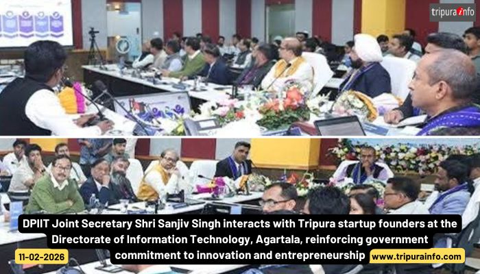 DPIIT Joint Secretary Shri Sanjiv Singh interacts with Tripura startup founders at the Directorate of Information Technology, Agartala, reinforcing government commitment to innovation and entrepreneurship