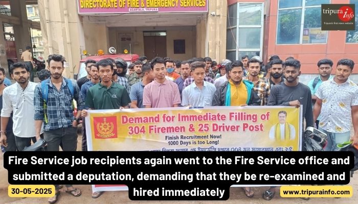 Fire Service job recipients again went to the Fire Service office and submitted a deputation, demanding that they be re-examined and hired immediately