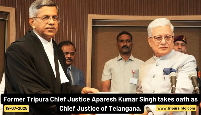 Former Tripura Chief Justice Aparesh Kumar Singh takes oath as Chief Justice of Telangana.