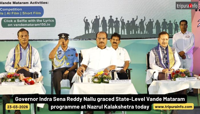Governor Indra Sena Reddy Nallu graced State-Level Vande Mataram programme at Nazrul Kalakshetra today.