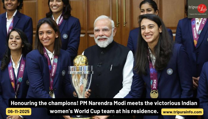 Honouring the champions! PM Narendra Modi meets the victorious Indian women’s World Cup team at his residence.