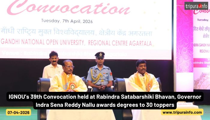 IGNOU’s 39th Convocation held at Rabindra Satabarshiki Bhavan, Governor Indra Sena Reddy Nallu awards degrees to 30 toppers.
