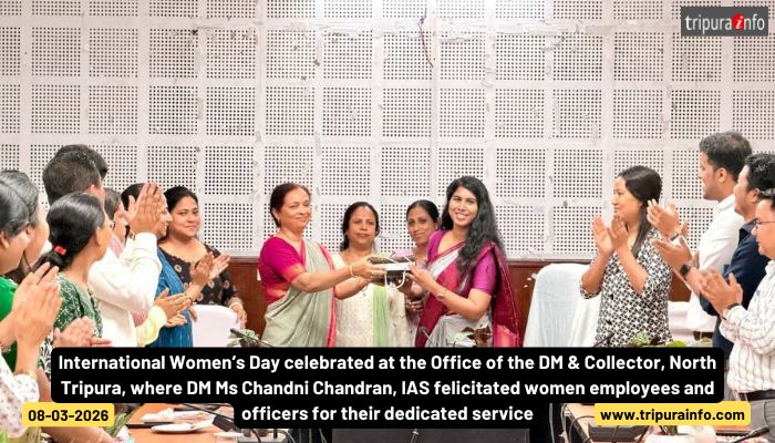 International Women’s Day celebrated at the Office of the DM & Collector, North Tripura, where DM Ms Chandni Chandran, IAS felicitated women employees and officers for their dedicated service.