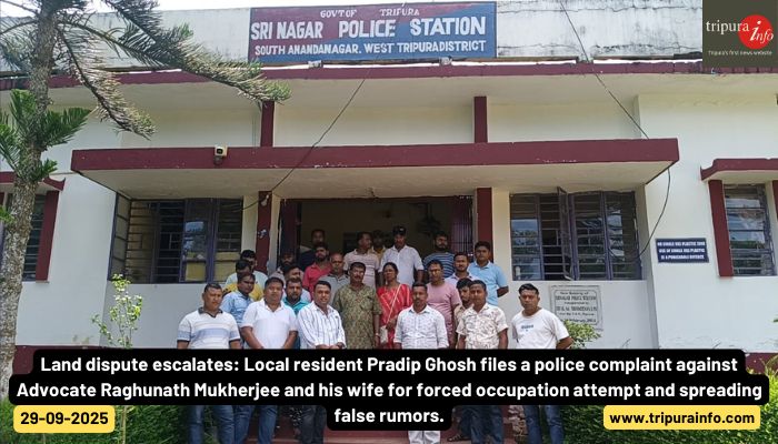 Land dispute escalates: Local resident Pradip Ghosh files a police complaint against Advocate Raghunath Mukherjee and his wife for forced occupation attempt and spreading false rumors.