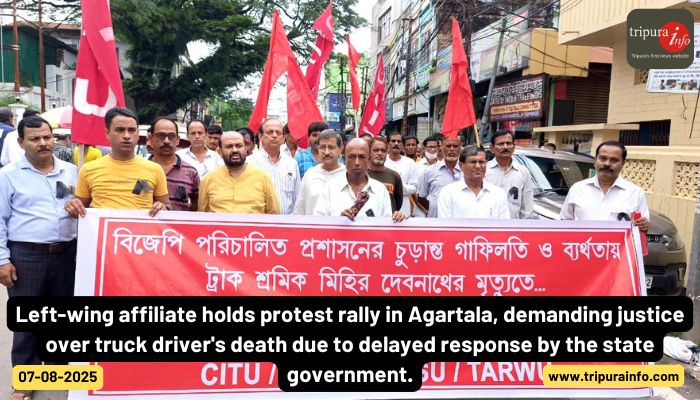 Left-wing affiliate holds protest rally in Agartala, demanding justice over truck driver
